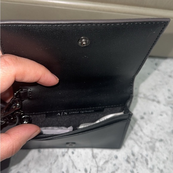 Armani Exchange Small Wristlet Wallet Key White Genuine Leather AUTHENTIC NEW - Picture 6 of 7